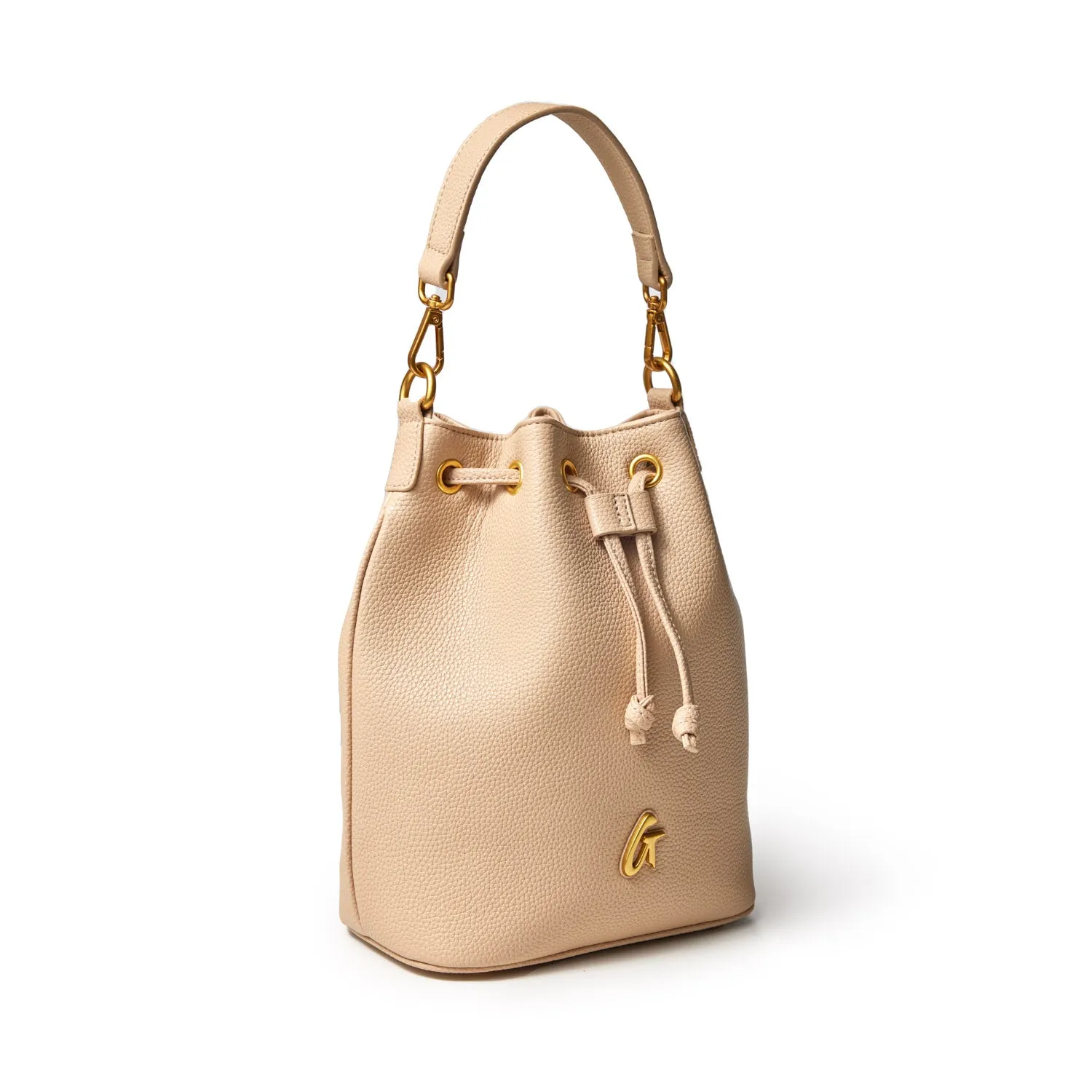 MEDIUM PEBBLE BUCKET BAG - NUDE