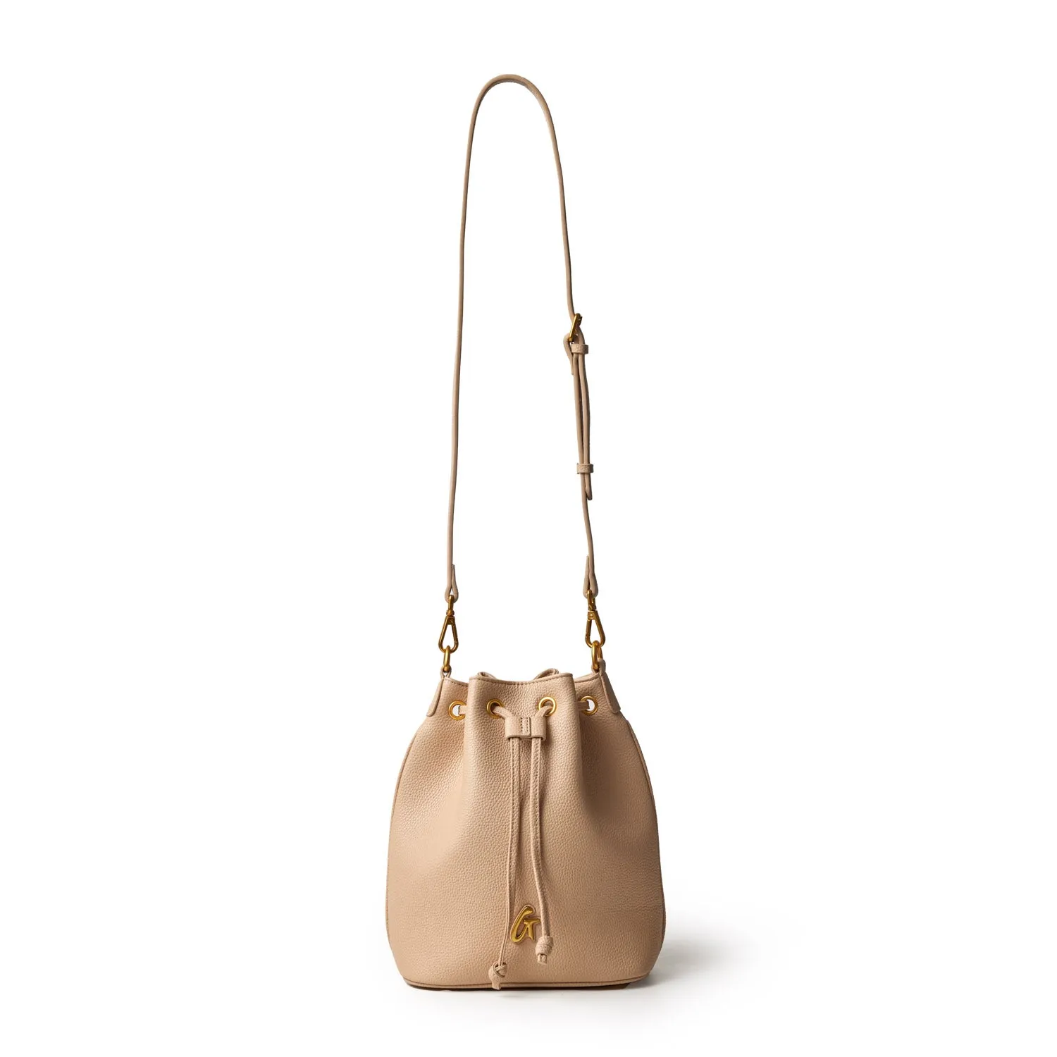 MEDIUM PEBBLE BUCKET BAG - NUDE