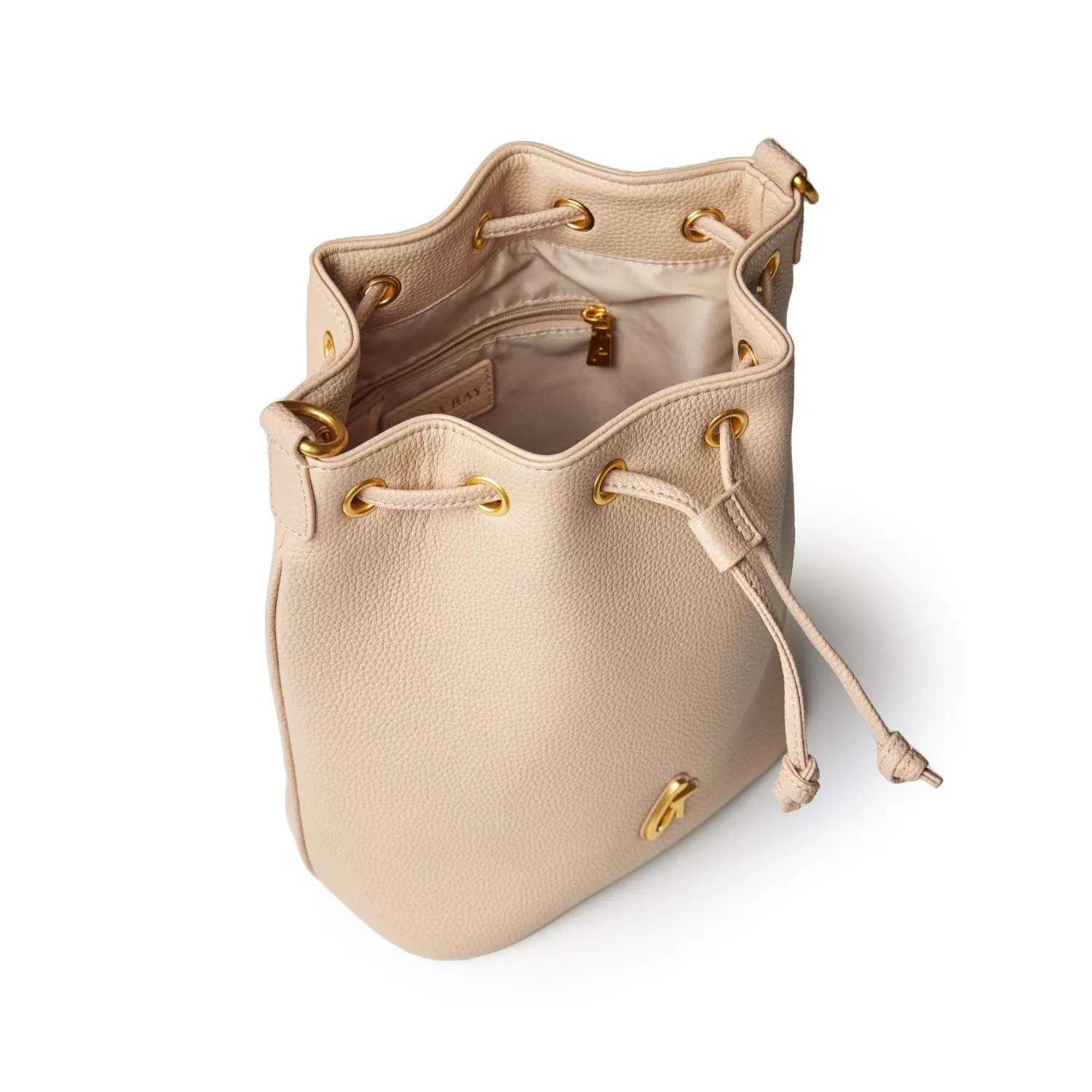 MEDIUM PEBBLE BUCKET BAG - NUDE