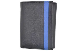 Men's Genuine Soft Leather RFID Trifold Wallet 2 ID Windows & Credit Card Holder Black RFID611288