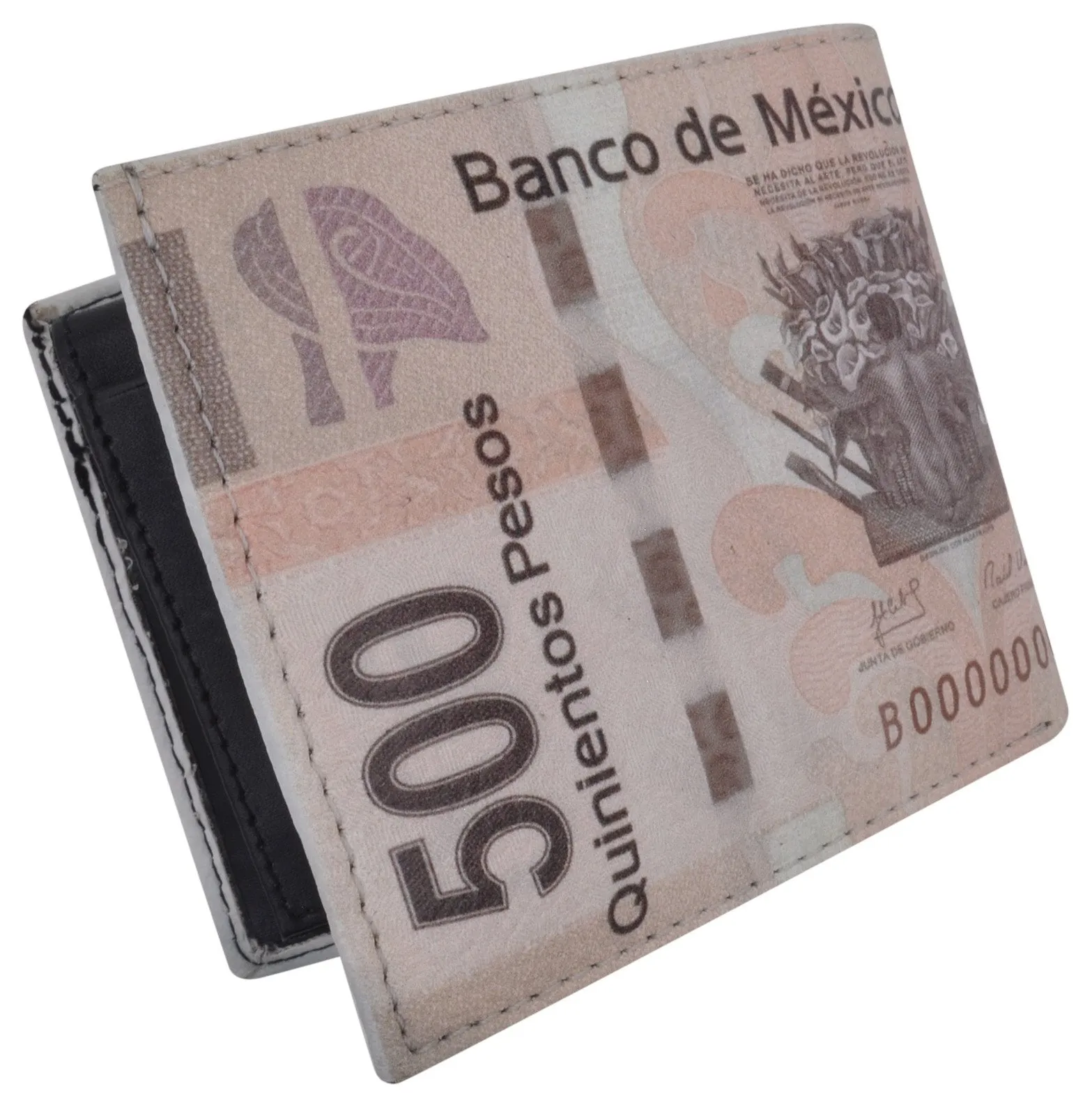 Men's Mexico 500 Pesos Genuine Leather Bifold Multi Card ID Center Flap Wallet 1246-22