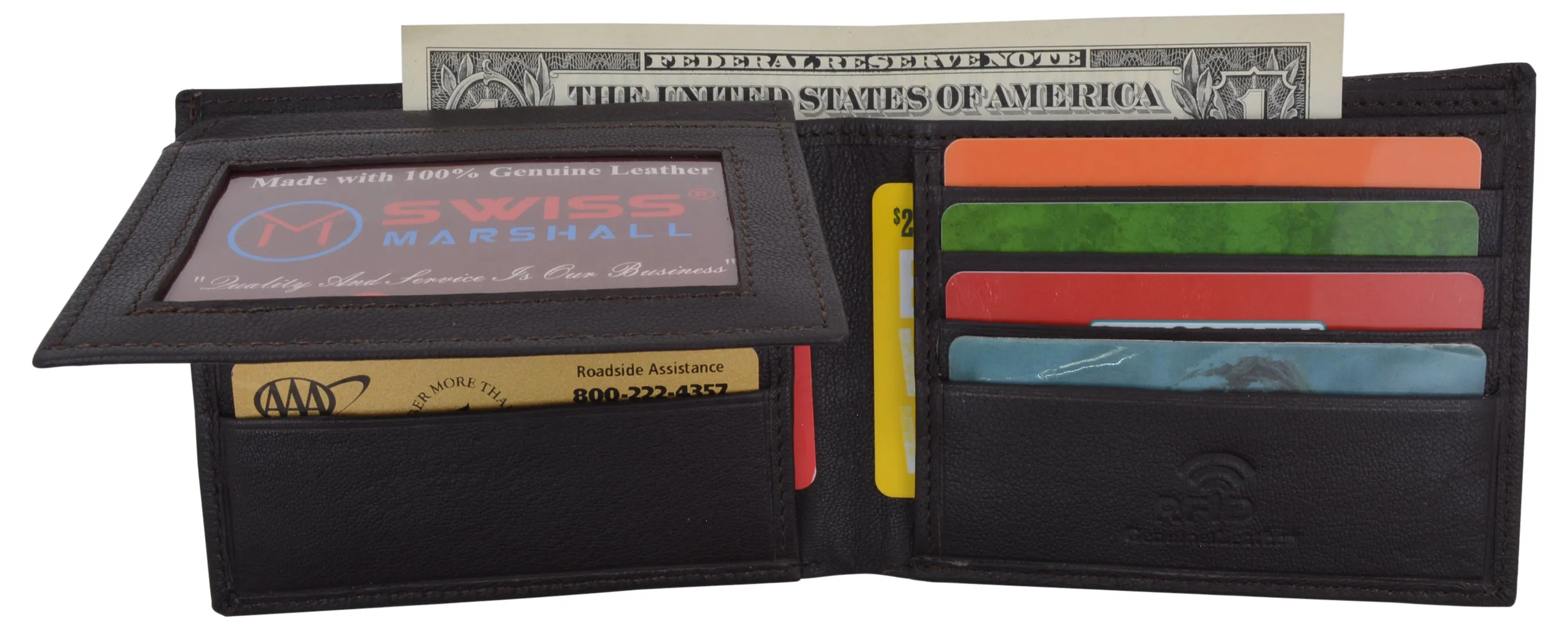 Men's Slim Bifold RFID Security Blocking Premium Leather Credit Card ID Wallet