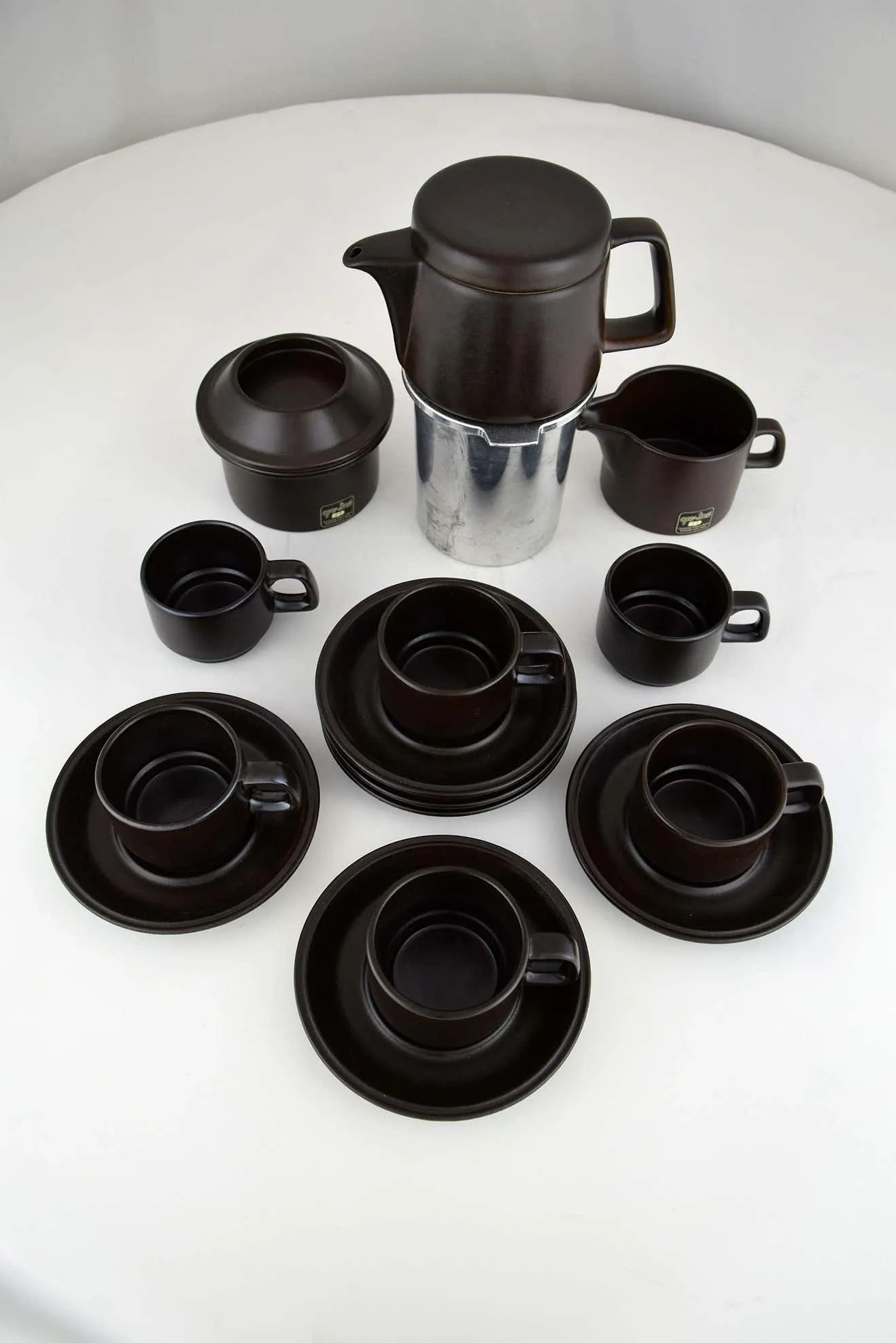 Mid-Century Modern Ceramic Espresso Set by Franco Pozzi