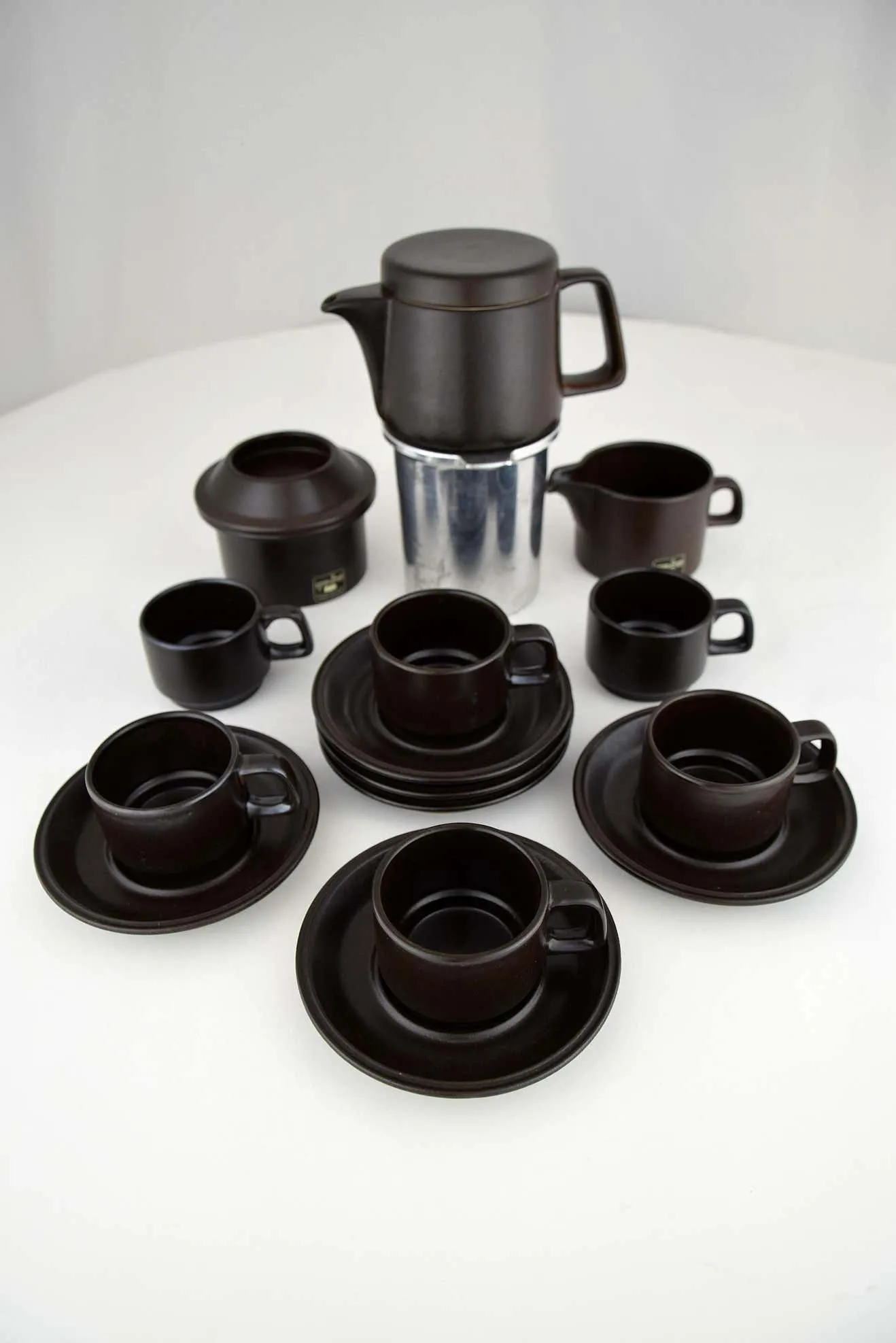 Mid-Century Modern Ceramic Espresso Set by Franco Pozzi