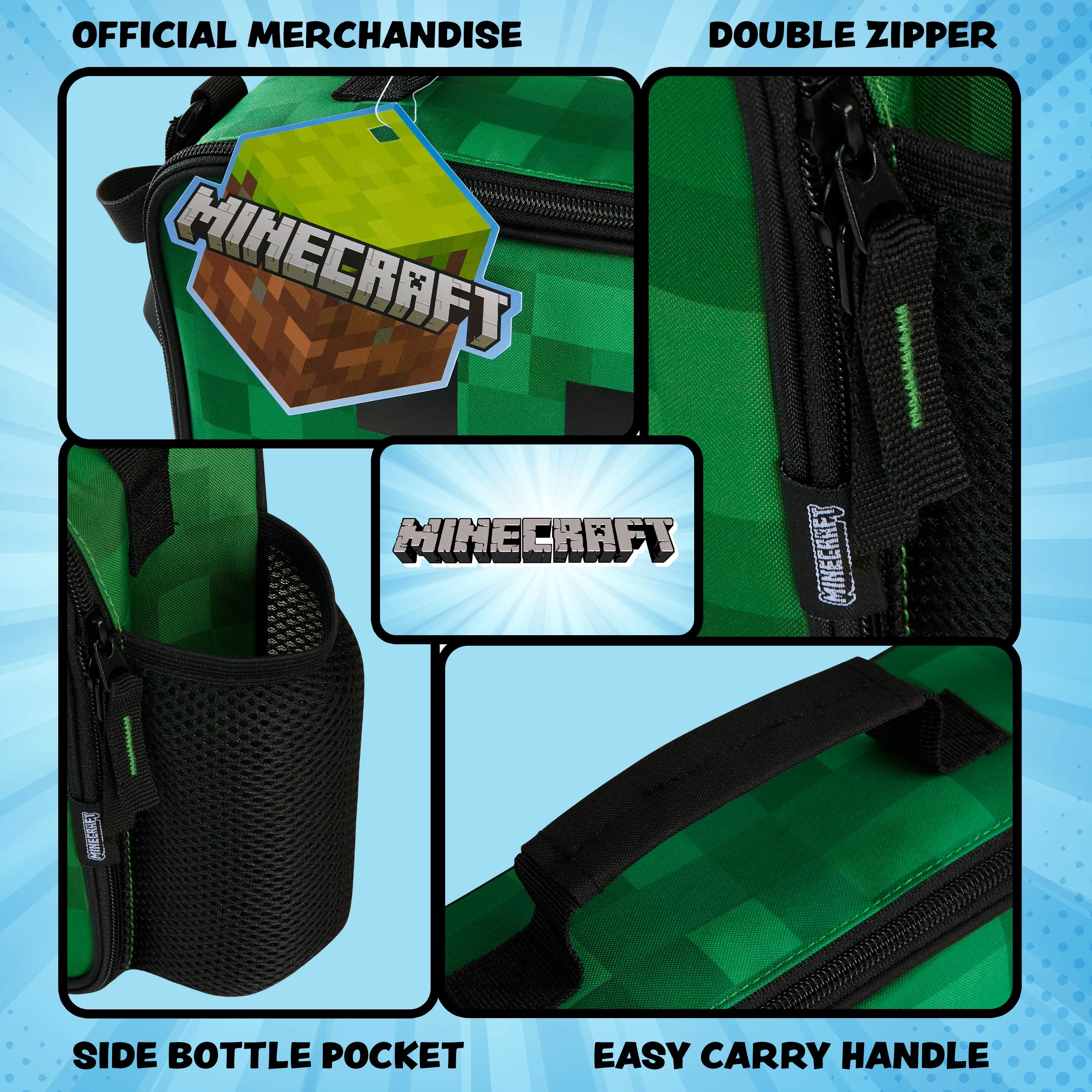 Minecraft Lunchbox for Boys, Bottle and Lunch Bag for School