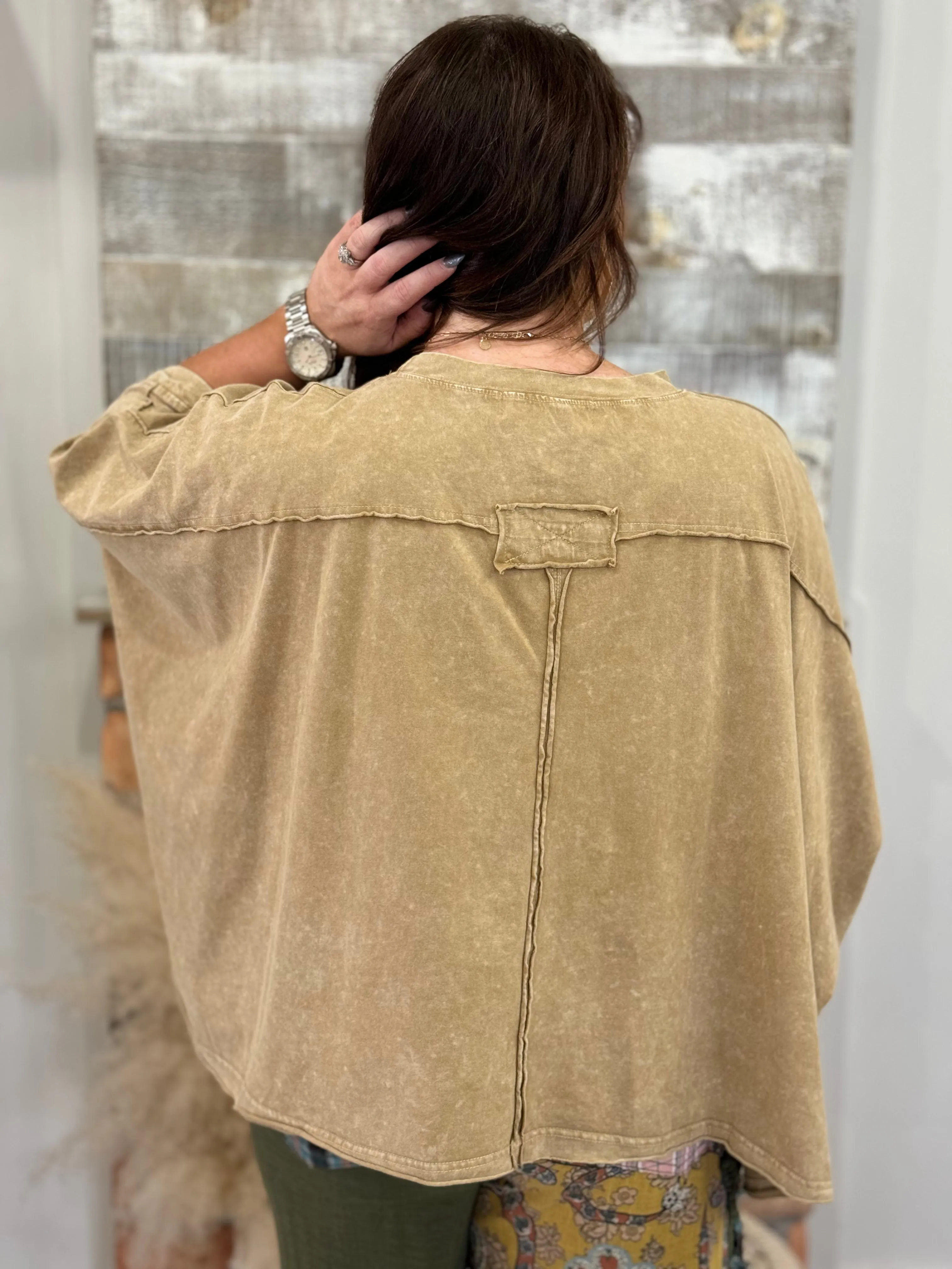 Mineral Washed Slouchy Tee in Taupe