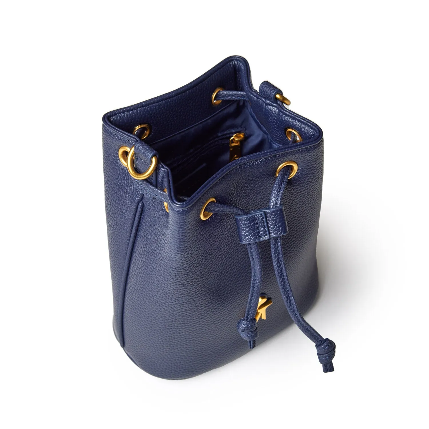 MINI PEBBLE BUCKET BAG - NAVY