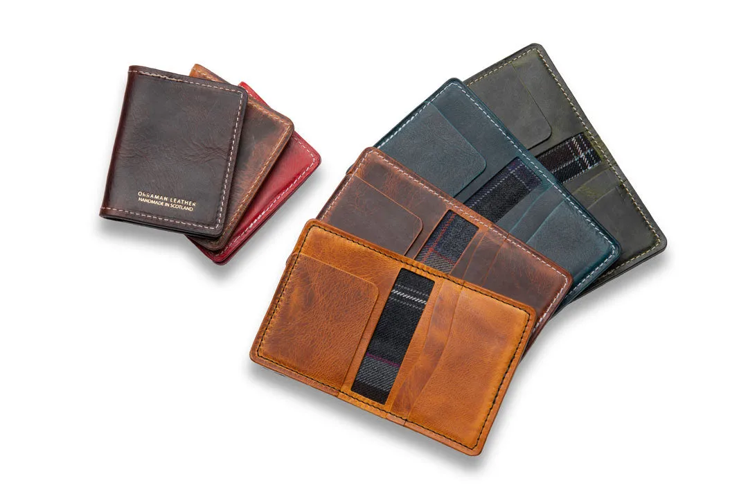 Mist Tartan Lined Leather Wallet