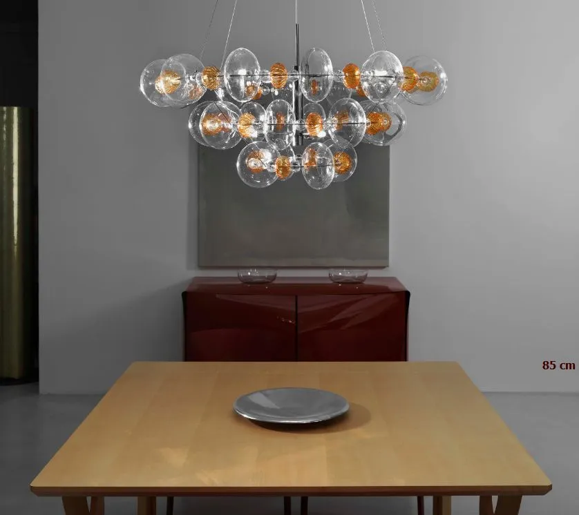 Modern Clear And Coloured Italian Glass Pendant Light In Several Sizes And Colors