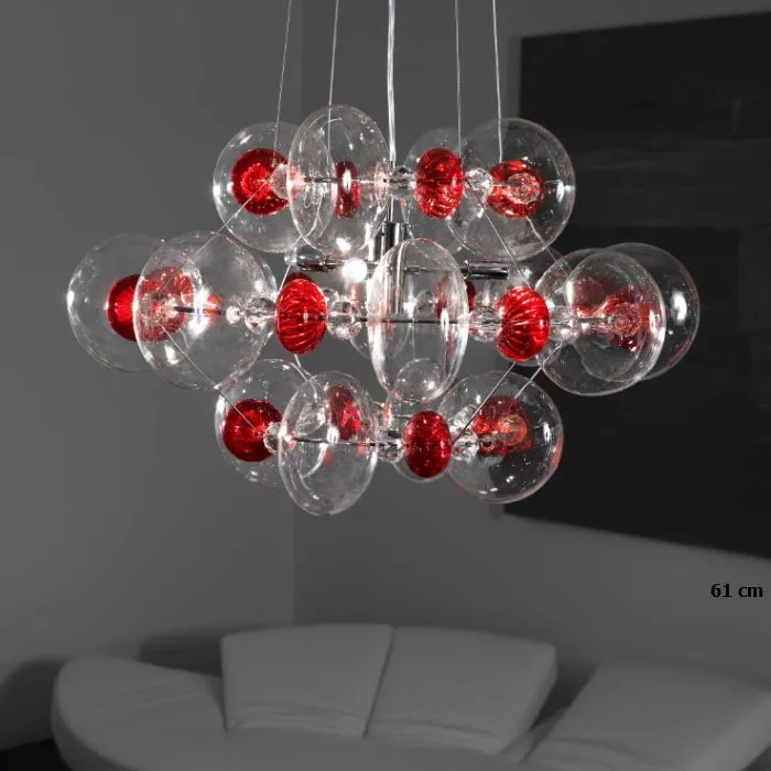 Modern Clear And Coloured Italian Glass Pendant Light In Several Sizes And Colors