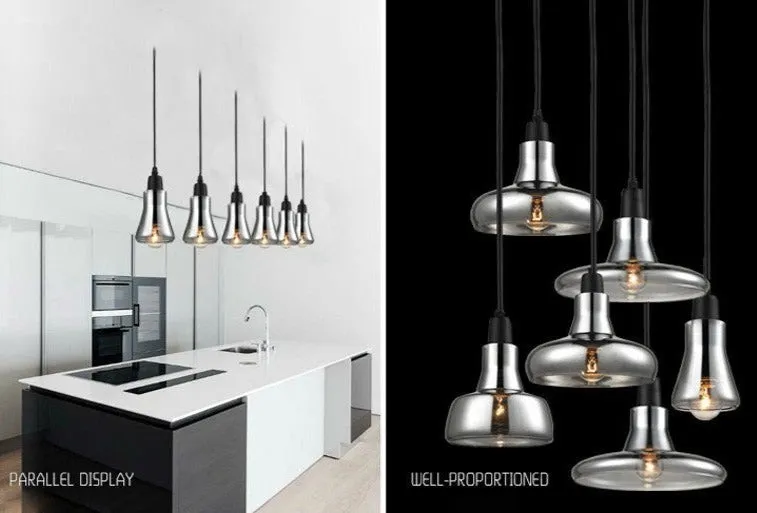 Modern Glass Pendant Lamp Grey Shadow Hanging Lights