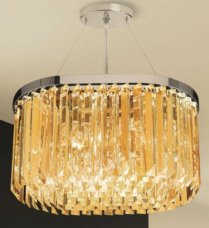 Modern Mid-Century Lead Crystal Prism Pendant Light