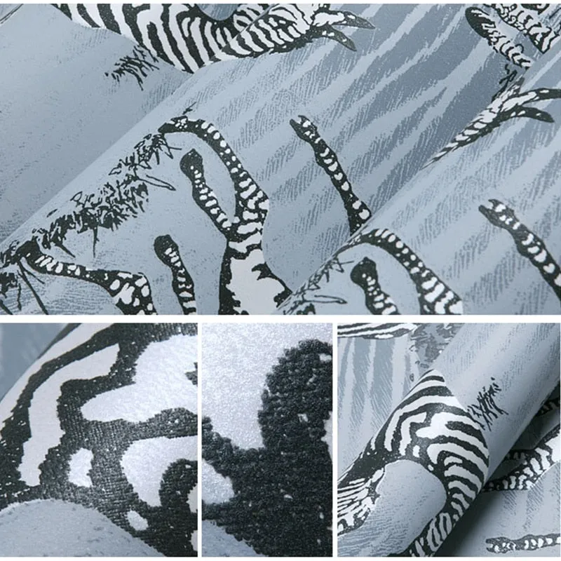 Modern Zebra Flocking Non-Woven Wallpaper (5.3 ㎡)