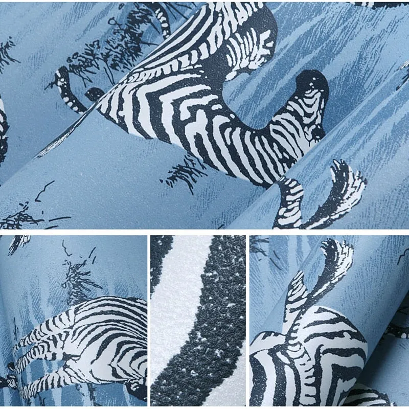 Modern Zebra Flocking Non-Woven Wallpaper (5.3 ㎡)