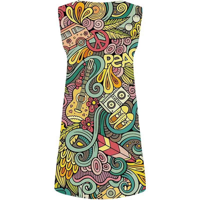 Music Dress Women Colorful Vestido Sexy Car 3d Print Beautiful Sexy