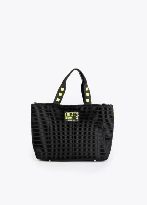 Neon logo mesh tote bag