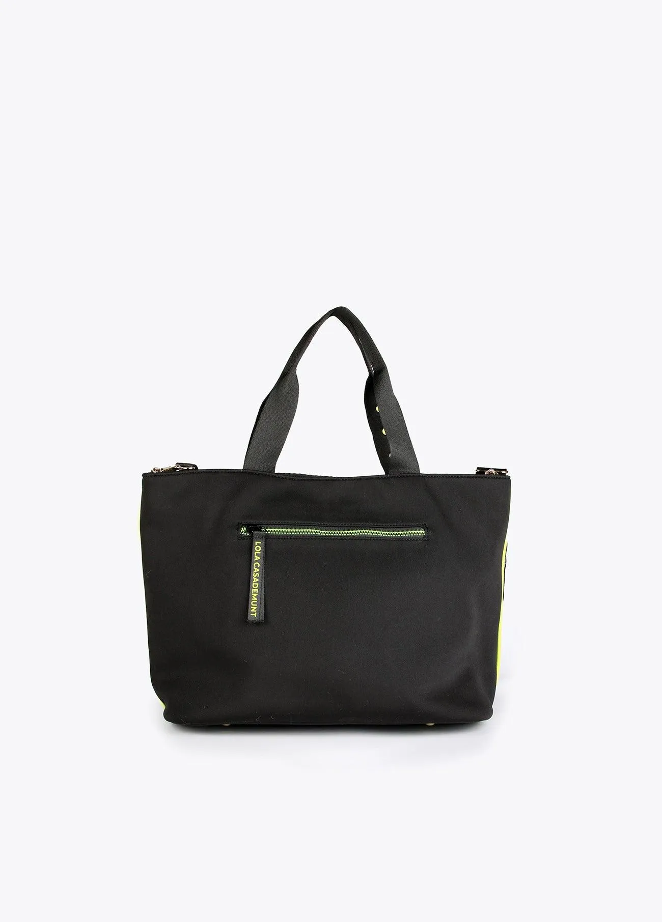 Neon logo mesh tote bag