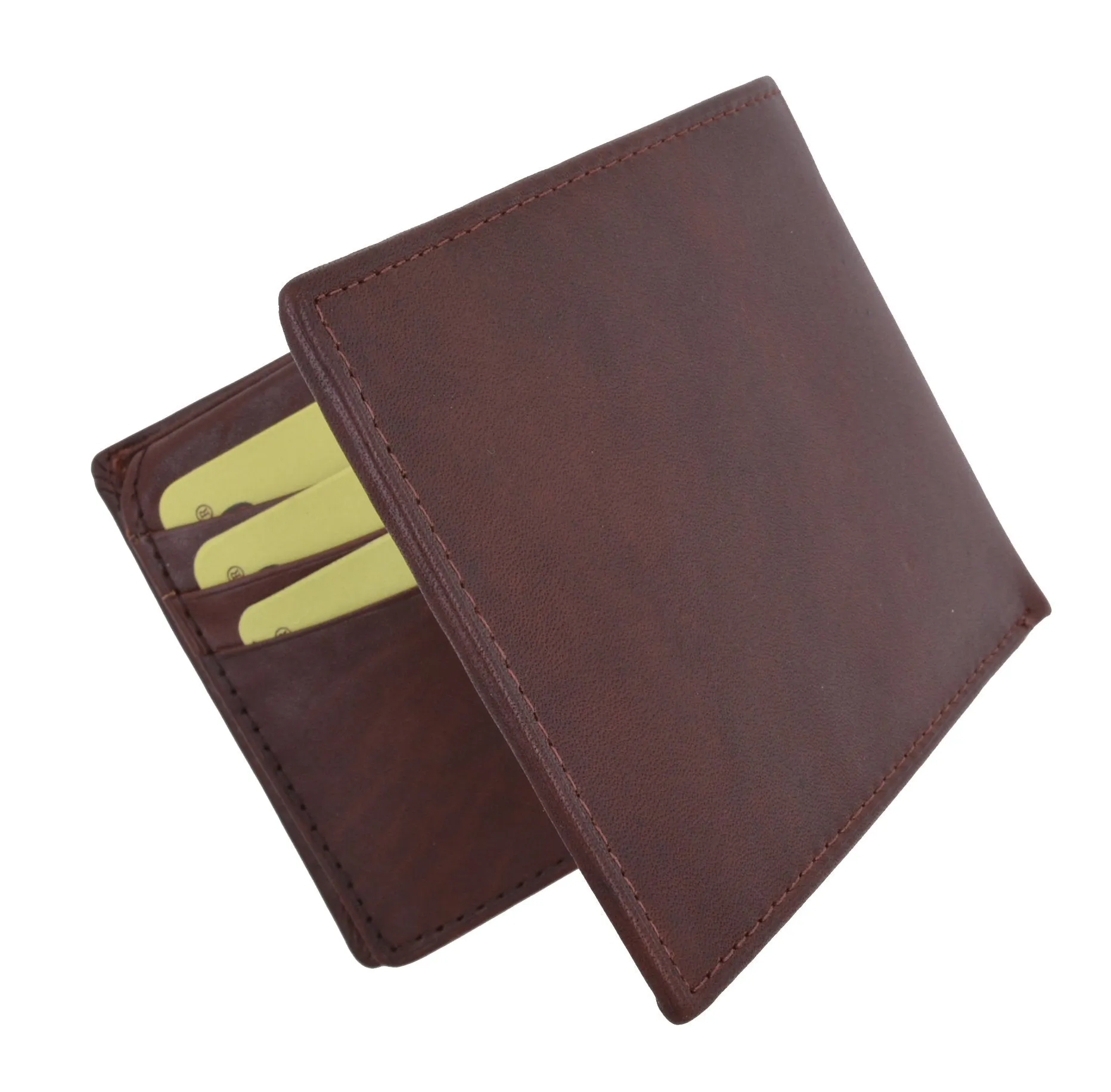 New Cavelio High Quality Mens Genuine Leather Flap Up ID Card Holder Bifold Wallet 730053