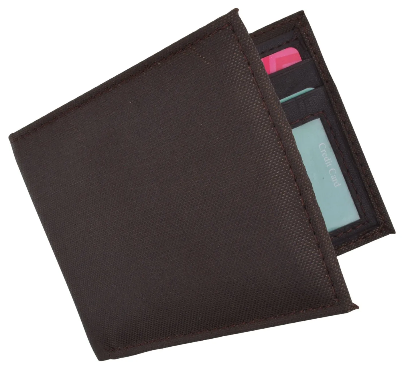 New Slim Thin Nylon Bifold Credit Card ID Wallet with Leather Interior T60LI