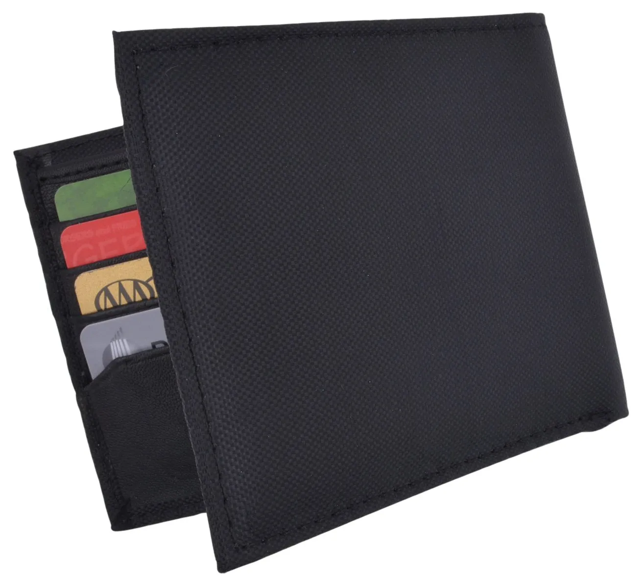 New Slim Thin Nylon Bifold Credit Card ID Wallet with Leather Interior T60LI