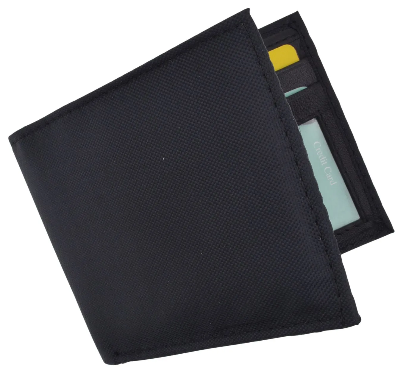 New Slim Thin Nylon Bifold Credit Card ID Wallet with Leather Interior T60LI