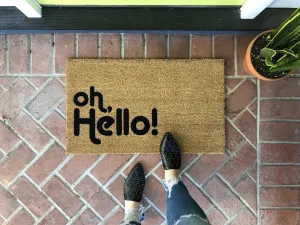 oh, hello Funny Outdoor Doormat