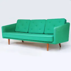 Original Vintage Danish Børge Mogensen Model 201 Sofa in Green Hallingdal Wool