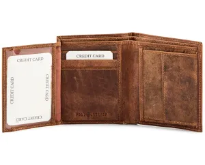 Paulo Mens'  Distressed leather bi-fold ID and coin wallet #GW704