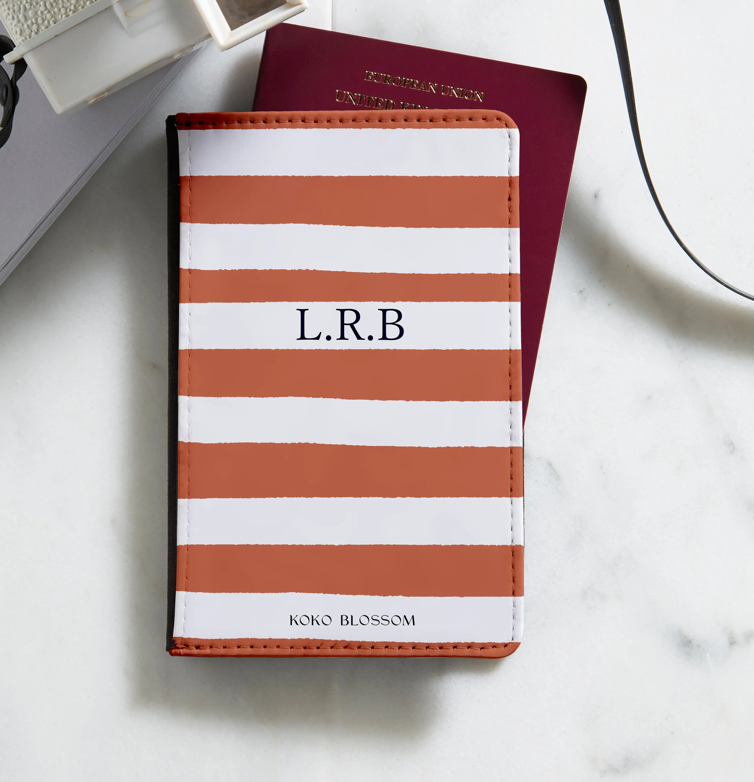 Personalised Passport Holder | Sorrento Stripe in Caramel