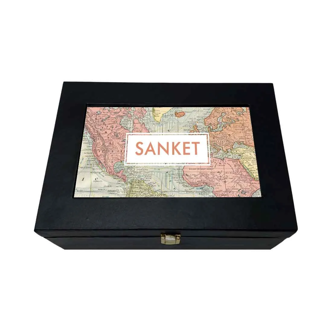 Personalized Gift Box Premium Vegan Leather Box for Men Women-Map