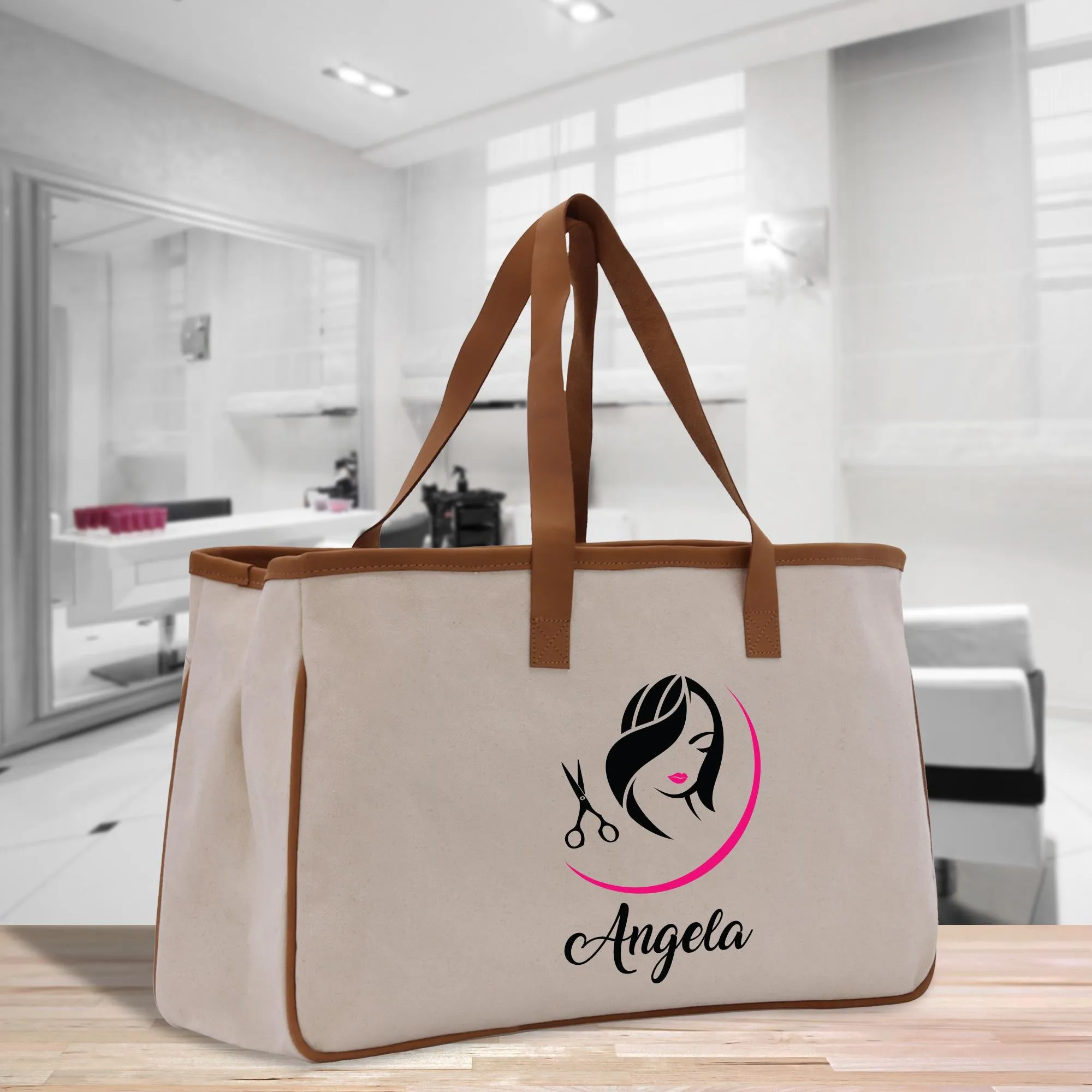 Personalized Hair Stylist Custom Cotton Canvas Tote Bag Hairdresser Gift Bag Beauty Salon Bag Stylist Supply Bag Barber Gift (HRST1014)