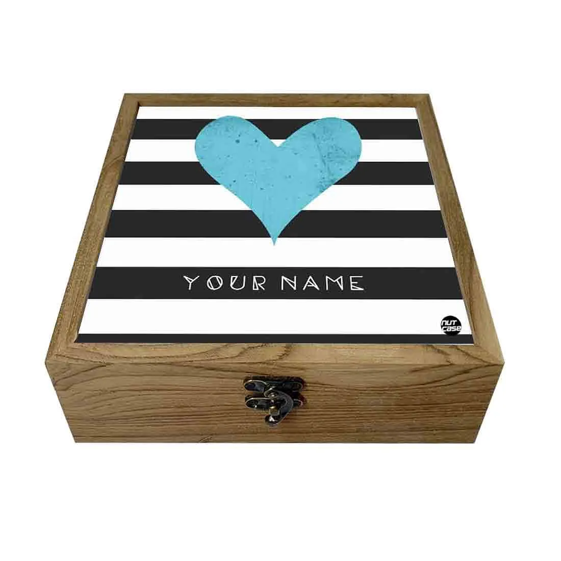 Personalized Travel Gifts - Blue Heart Black Strips