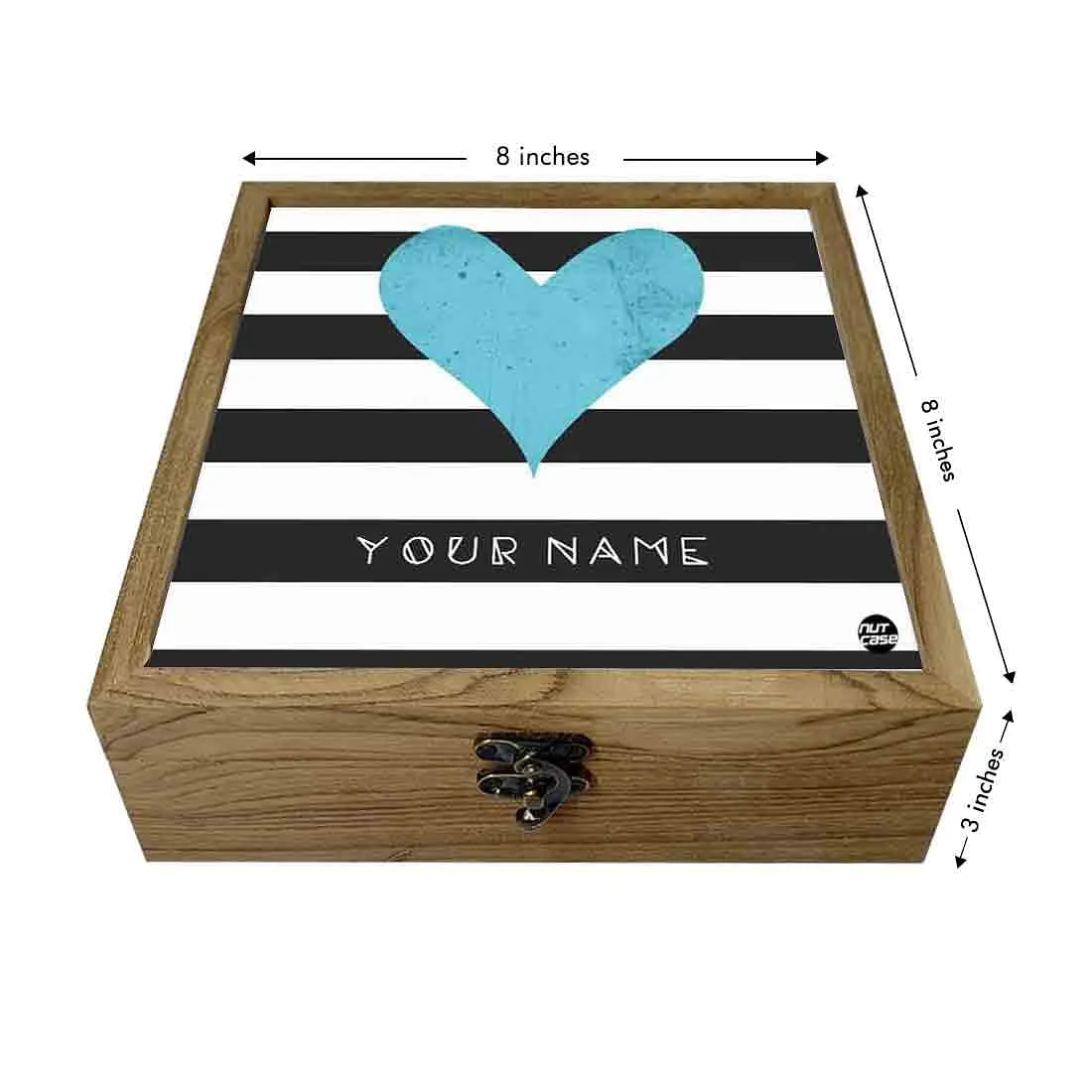 Personalized Travel Gifts - Blue Heart Black Strips