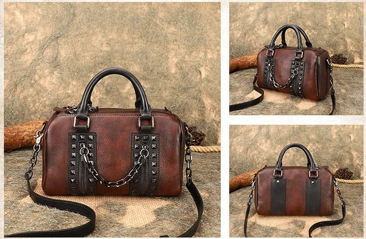 Punk Style Womens Genuine Leather Crossbody Handbags Side Bags For Women