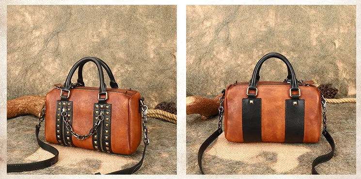 Punk Style Womens Genuine Leather Crossbody Handbags Side Bags For Women