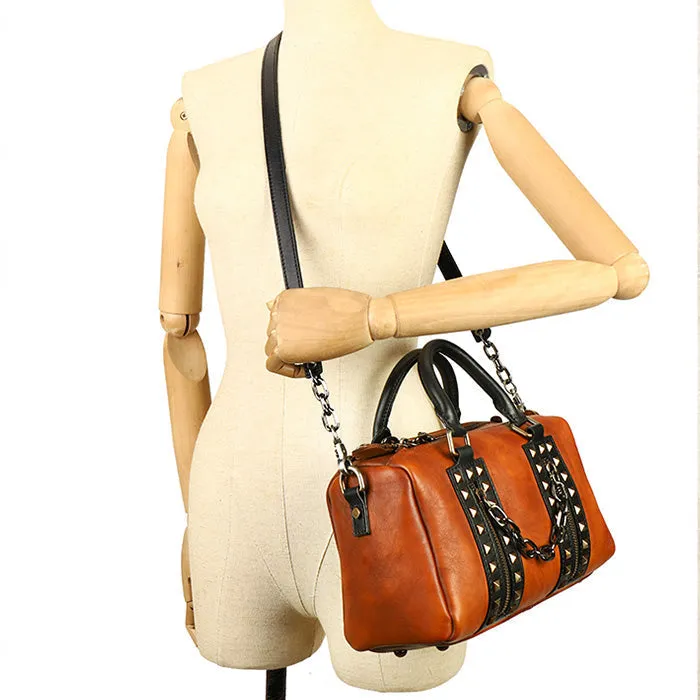 Punk Style Womens Genuine Leather Crossbody Handbags Side Bags For Women