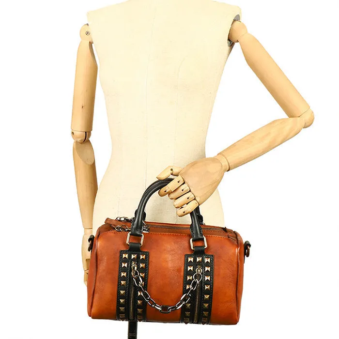 Punk Style Womens Genuine Leather Crossbody Handbags Side Bags For Women