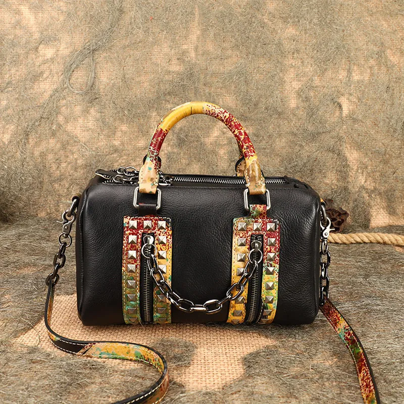 Punk Style Womens Genuine Leather Crossbody Handbags Side Bags For Women