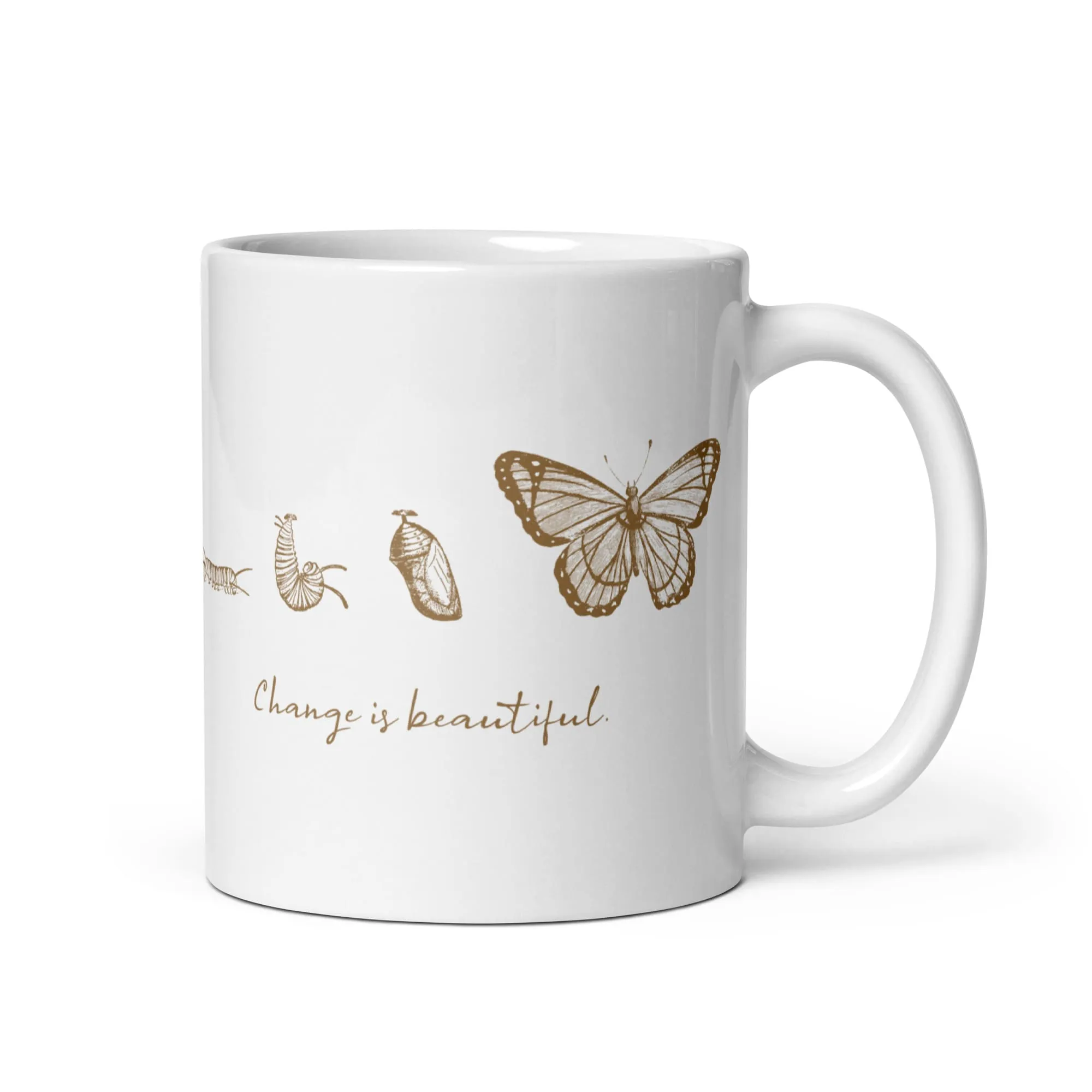 "Change is Beautiful" Butterfly Metamorphosis Coffee Mug