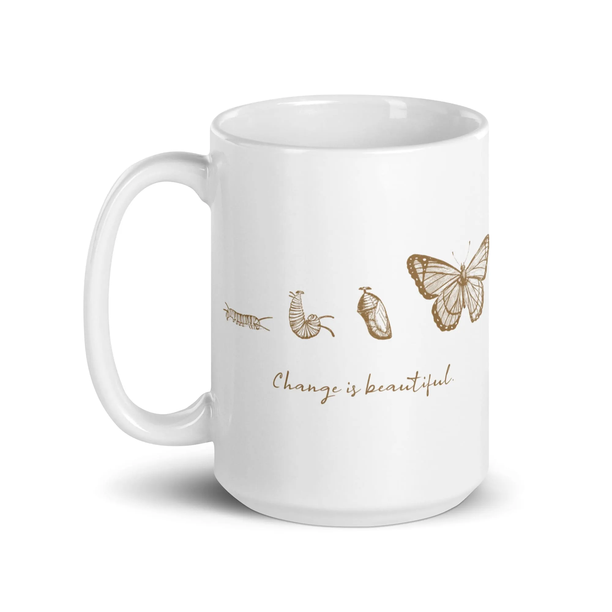 "Change is Beautiful" Butterfly Metamorphosis Coffee Mug