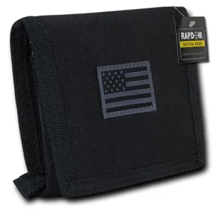 RapDom USA Tonal Black American Flag Tactical Tri-Fold Wallet