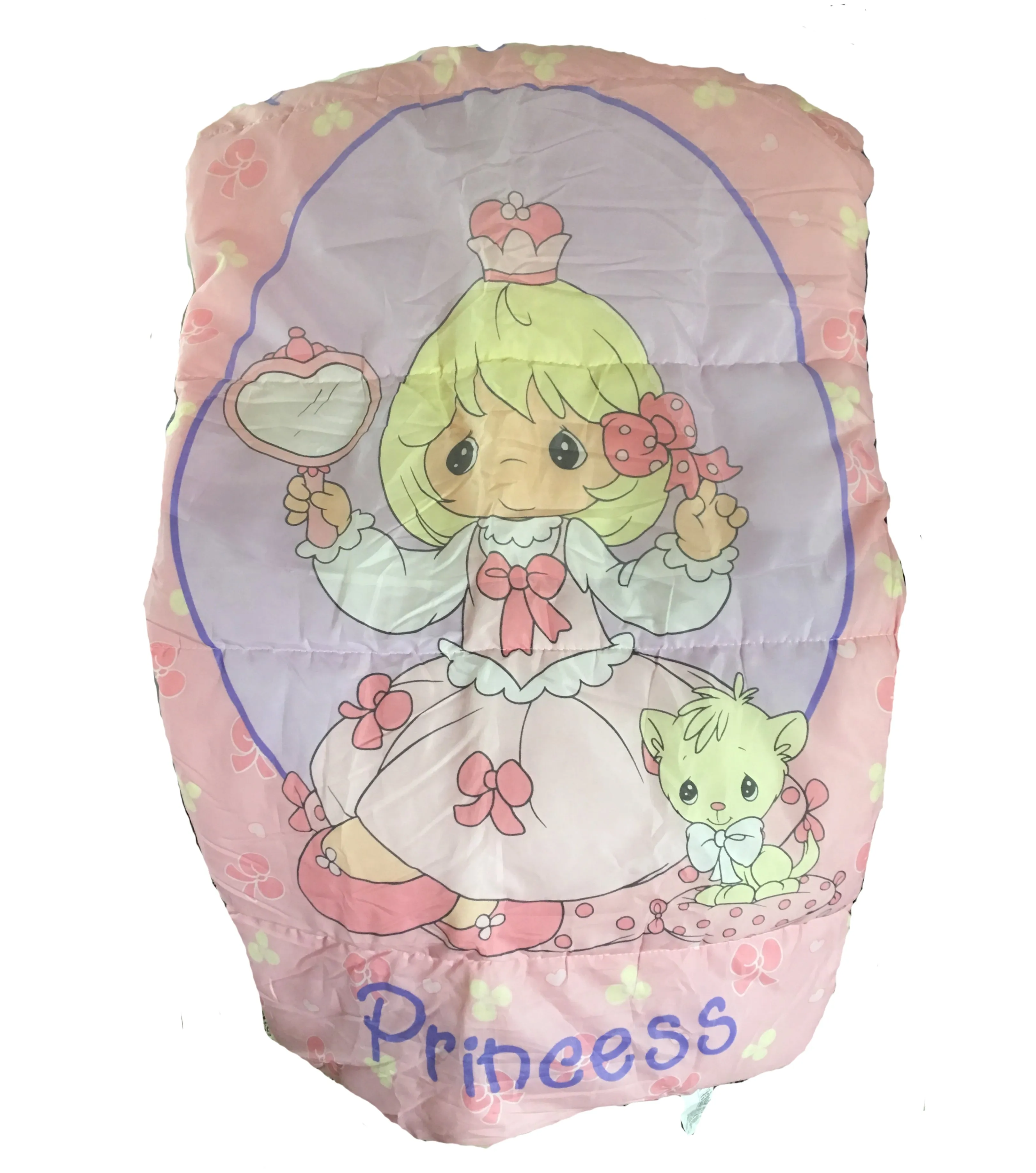 Rare New Vintage 2003 Precious Moments Princess Girl with Kitty Pink Sleeping Bag Twin Comforter