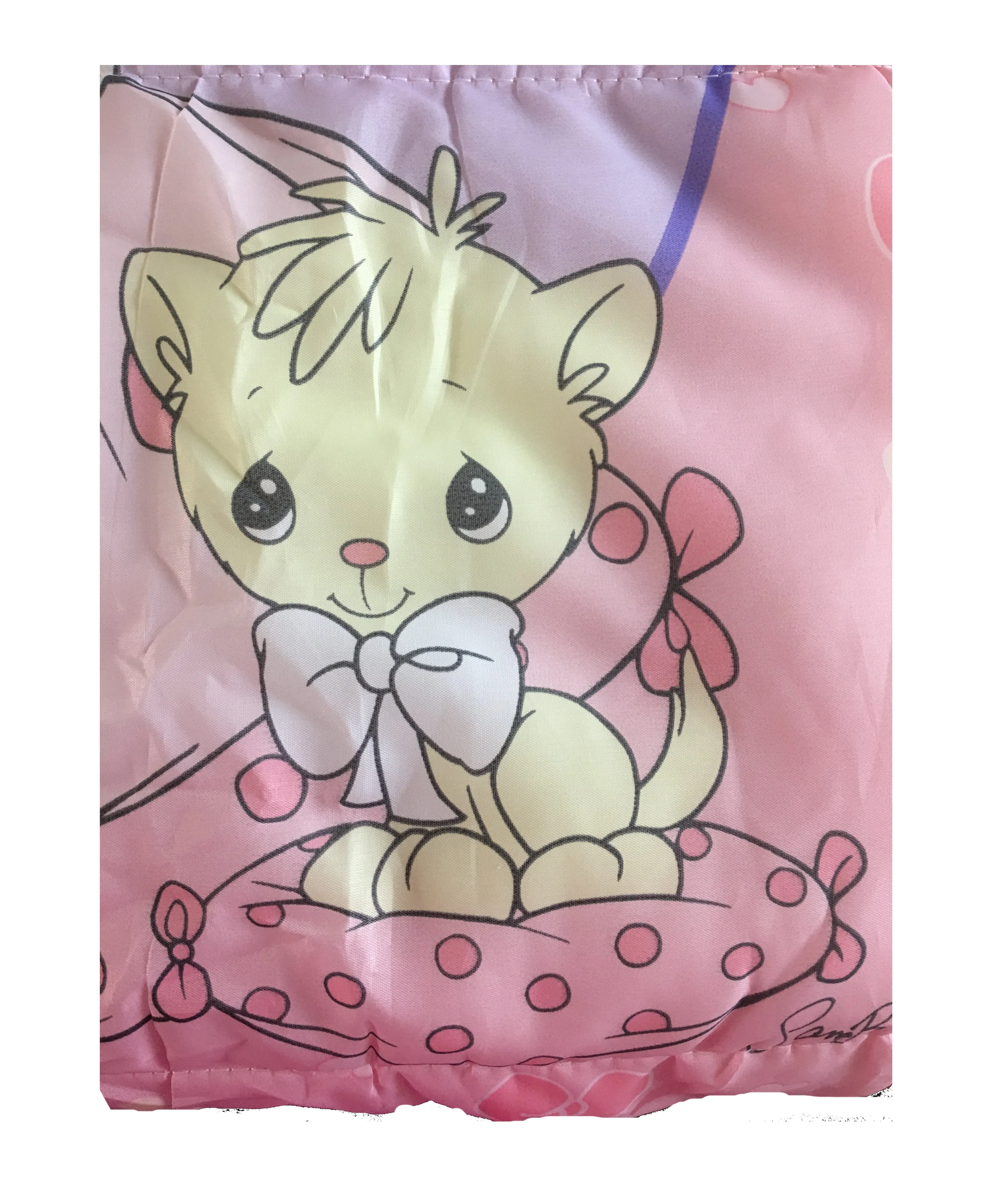 Rare New Vintage 2003 Precious Moments Princess Girl with Kitty Pink Sleeping Bag Twin Comforter