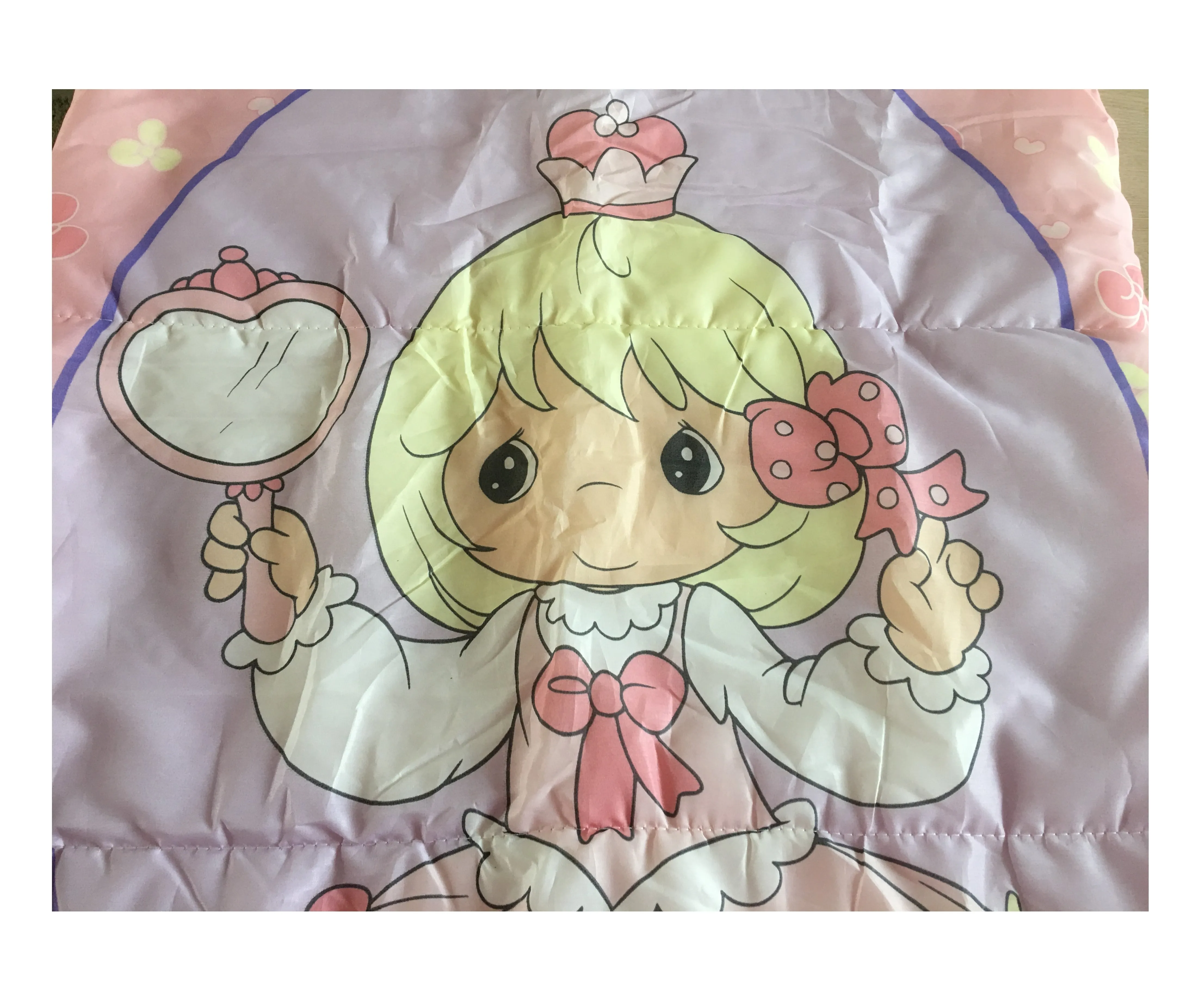 Rare New Vintage 2003 Precious Moments Princess Girl with Kitty Pink Sleeping Bag Twin Comforter