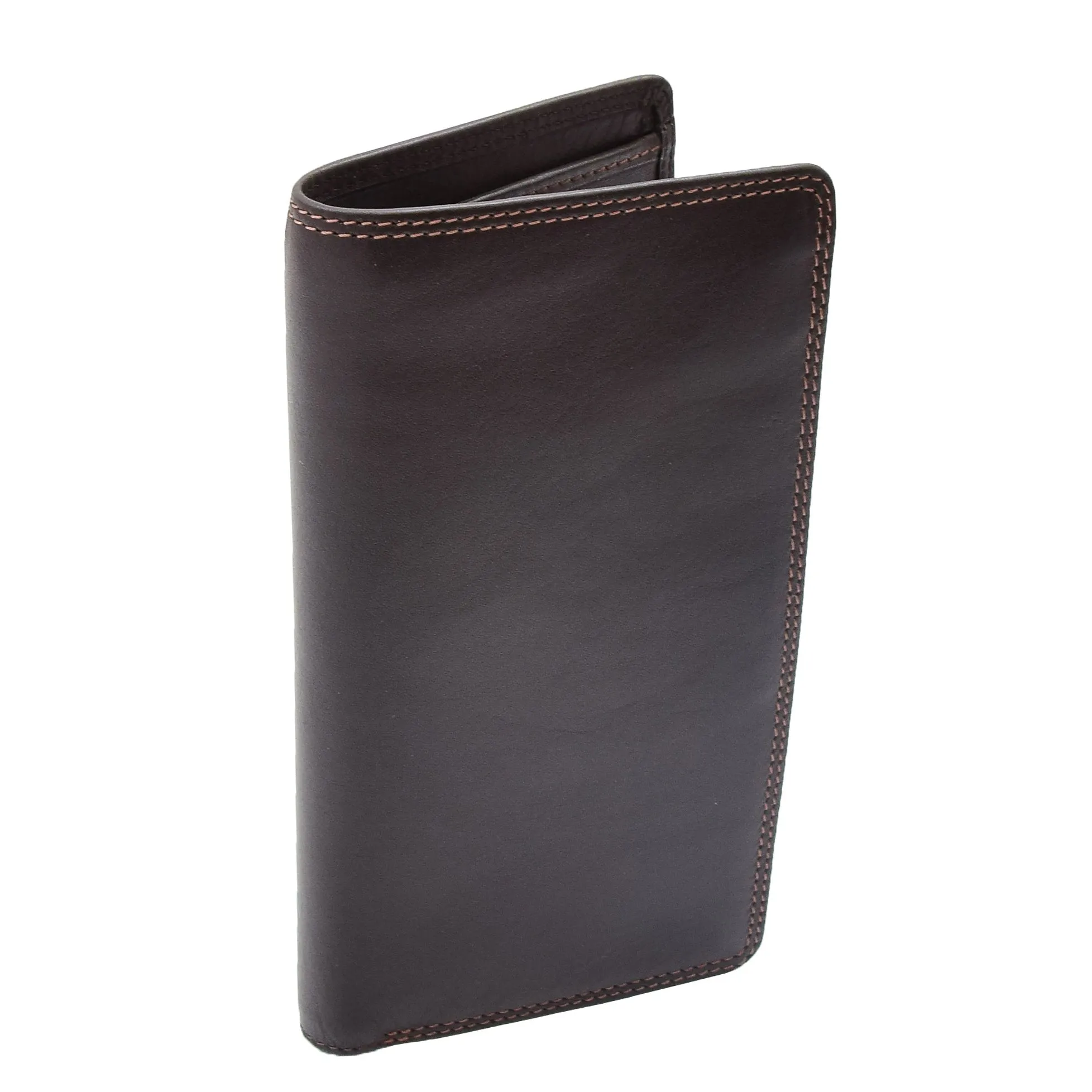 Real Leather Vertical Bifold Breast Wallet HOL120 Brown