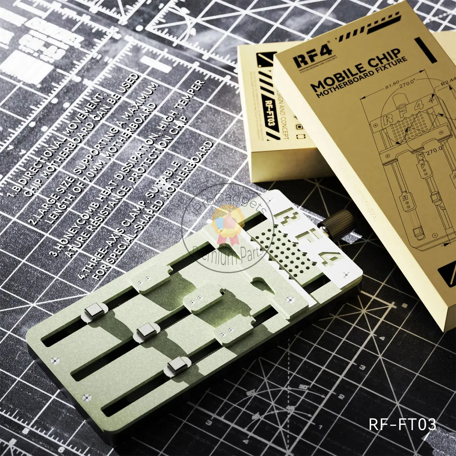 RF4 RF-FT03 Multi-Functional Mobile Phone Repair Fixture PCB Board Fixed IC Chip CPU Glue Removal BGA Rework Soldering Clamp