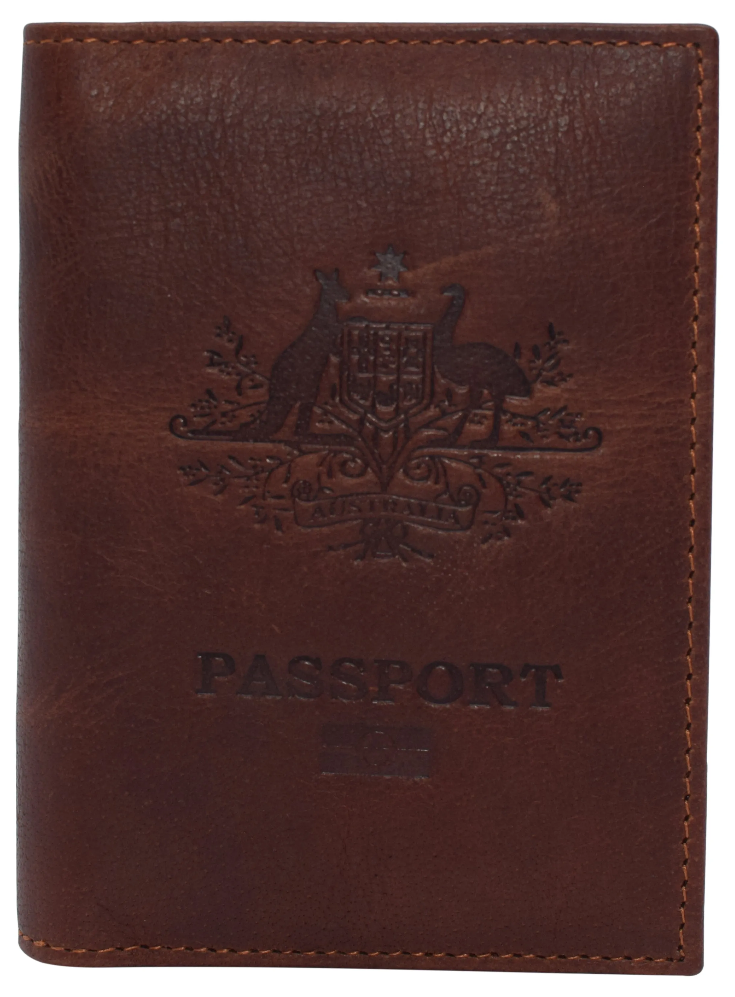 RFID520151NUTN Real Leather RFID Blocking Travel Passport Holder with Vaccine Card Slot