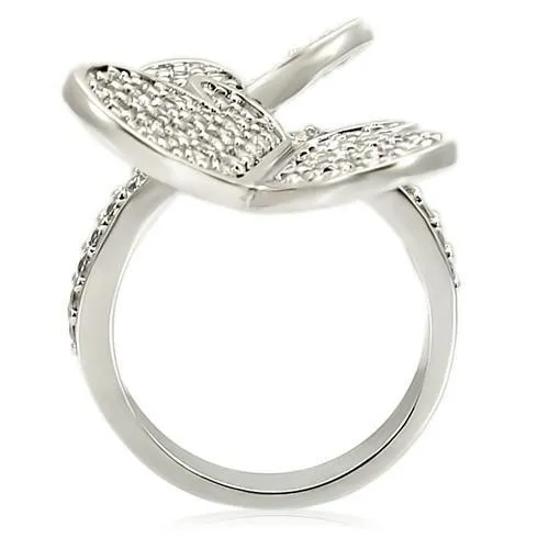 Rhodium Brass Ring with AAA Grade CZ in Clear for Women Style 0W237