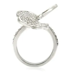 Rhodium Brass Ring with AAA Grade CZ in Clear for Women Style 0W237