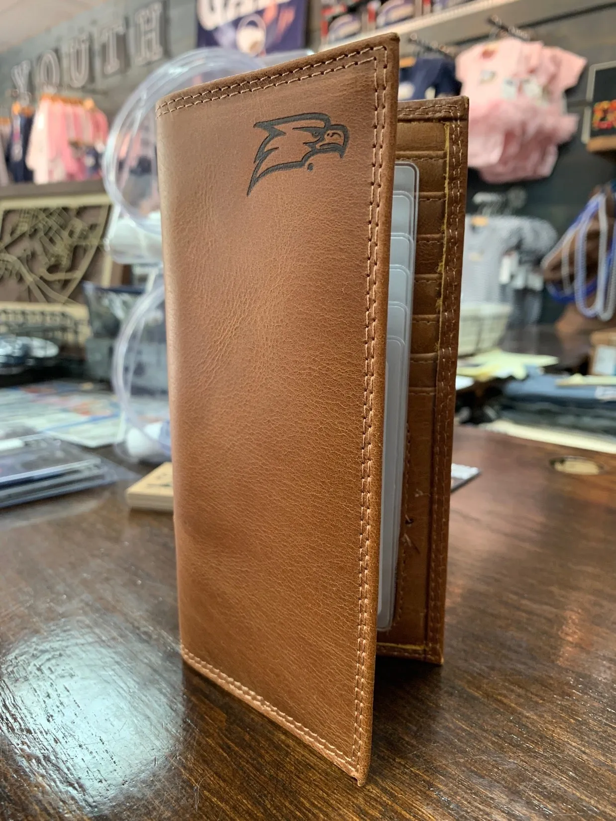 Roper Wallet - Tan Leather with Embossed Logo